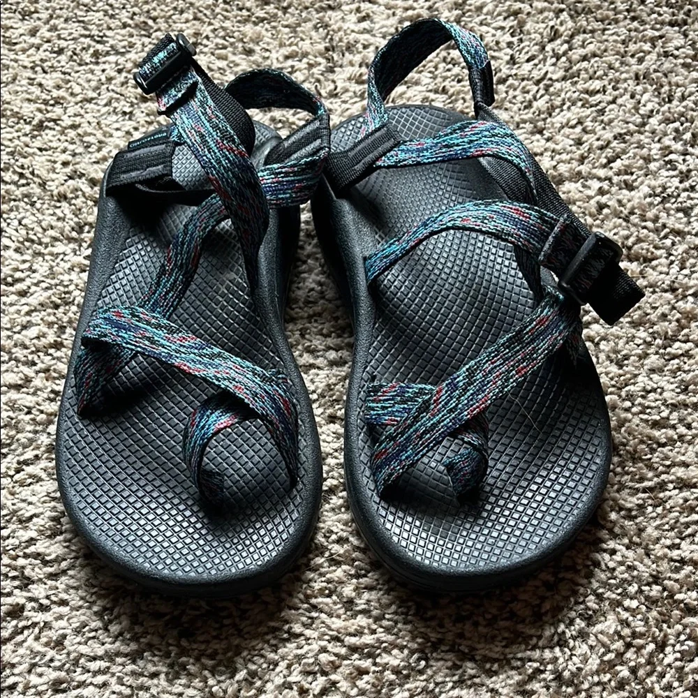 Chaco Men's Black and Teal Strappy Sport Sandals